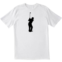 Man Swinging Golfer White T Shirt