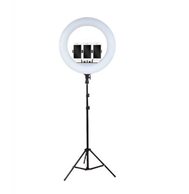 Photo of 18" LED Ring Light with Tripod Stand and 3 Phone Holders-RL-18