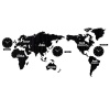 3D Wooden World Map Wall Clock - Black Photo