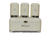 Bread bin & Cannister Set 4 pieces Retro Beige & Silver Photo