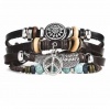 SilverCity Leather Vintage Rustic Feather & Peace Symbol Bracelet-For Men Photo