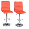 Bar Stools with Chrome Base - Set of 2 - Red Photo