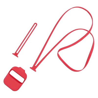 Photo of Silicone Lanyard Protective Cover for Airpods 2 - Red