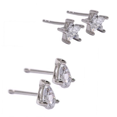 Photo of Idesire 2 Pack 6mm Star And Pear Cubic Zirconia Stud Earrings