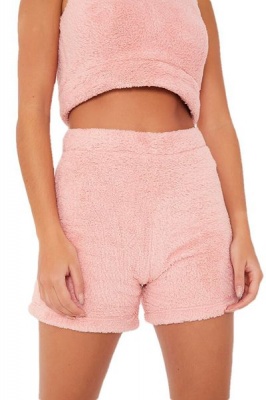 I Saw it First Ladies Blush Pink Teddy Pyjama Shorts