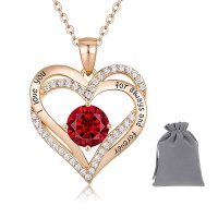 Crystal Rose Gold Heart Necklace for Women with a Pouch