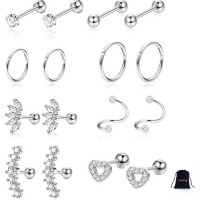 SilverCity Crystal Zircon Stainless Steel Earrings 8 Pack