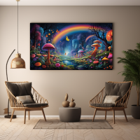 Canvas Wall Art Enchanted Rainbow Garden BK0029