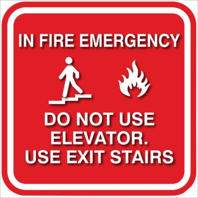 In case of fire emergency sign 29cm x 29cm