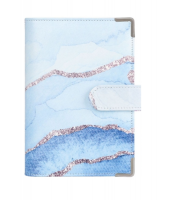 A6 PU Leather Budget Binder Notebook Blue And Sliver Marble