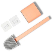 Silicone Toilet Brush With Toilet Brush Holder Stand Pastel Orange