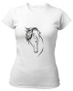 PepperSt Ladies White T-Shirt - Black and White Horse Photo