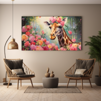 Canvas Wall Art Girafe Garden Gala BK0083
