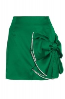Quiz Ladies Green Satin Bow Mini Skirt