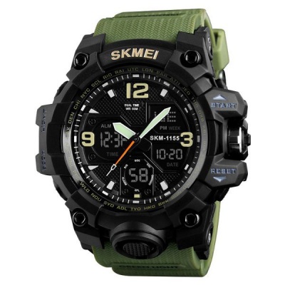 Photo of Mens Military Waterproof Dual Time Watch Alarm Stopwatch Army Green