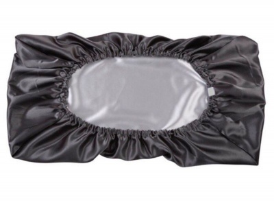 Photo of Curly Care Silk Satin Pillow Bonnet - Reversible - Black / Silver