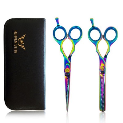 Photo of Pro Scissors Barber Hairdressing Hair Cutting & Thinning Scissors Set Titanium Series