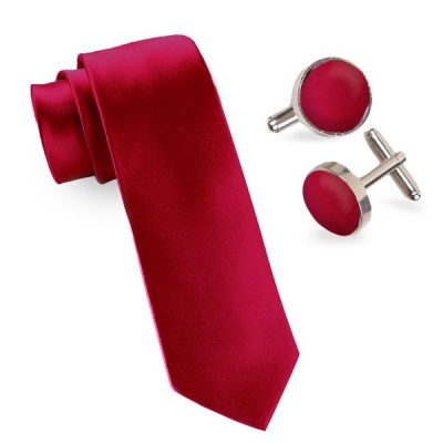 Photo of Silk Red 4 Piece Tie & Cufflink Set