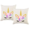 PepperSt – Scatter Cushion Cover Set – Unicorn Face with Flowers Photo