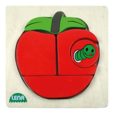 Lena Wooden Puzzle for Children 18 Months Up Apple and Hungry Caterpillar