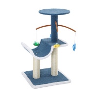Pet Cat Scratch Tree Blue Condo with Interactive Mobile