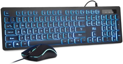 Photo of Rii Colourful Backlit Business and Gaming Keyboard with Mouse Combo