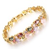 Elegant Colorful Cubic Zirconia Female Bracelet Gold Photo
