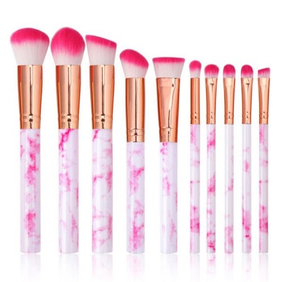Photo of 10pieces Marble Style Professional Makeup Brush Cosmetic Set - Hot Pink
