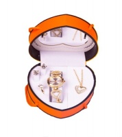 Zinc Alloy Watch Necklace Earrings Ring Set Combo
