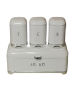 Bread Bin & Canister Set 4 pieces Retro White & Silver Photo