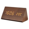 IMIX Wood Style Brown Triangular Yellow LED Digital Clock Photo