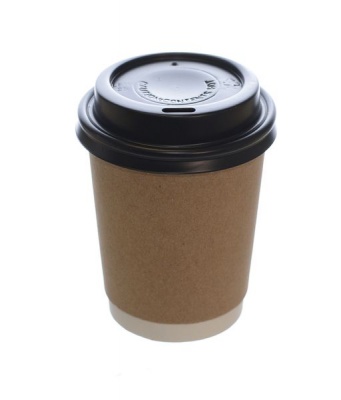 100 Premium Disposable Brown Coffee Cups With Lids