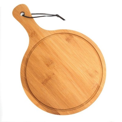 Wooden Pizza Serving Board With Grove And Handle