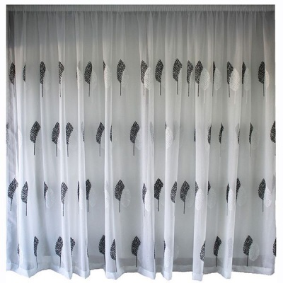 Photo of Matoc Readymade Curtain Café-Taped -Sheer Embroidered Voile -BW