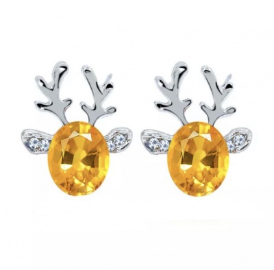 Photo of SilverCity Christmas Gift - Rudolf Antlers Stud Earrings - Gold Yellow