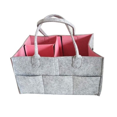 Foldable Baby Diaper Caddy Organizer Carrier Bag Grey Pink