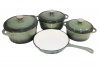7 Piece Authentic Cast Iron Dutch Oven Cookware Pot Set - Forest Green Photo