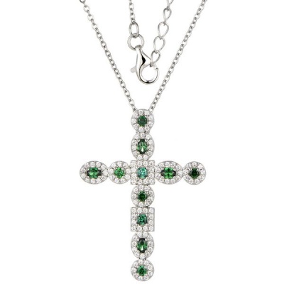 Photo of Kays Family Jewellers Emerald Cross Pendant in 925 Sterling Silver
