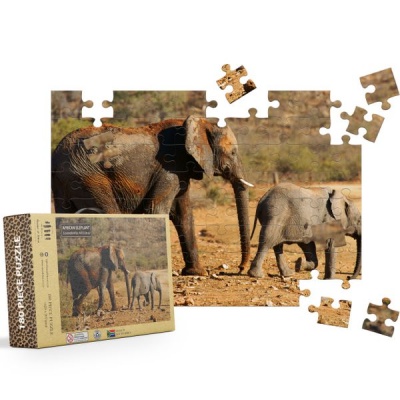 Harmonious A3 Elephant and Calf Hand Crafted South African Wildlife Puzzle