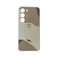Samsung Chic Brown Pattern Heart Design Phone Case for Galaxy S23