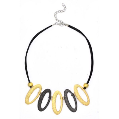 Photo of SISTA Black and Gold Oval Necklace VN6826