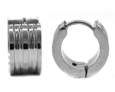 Photo of Xcalibur Men's Steel Broad Hoop Earrings With Ridges SSVE9852A