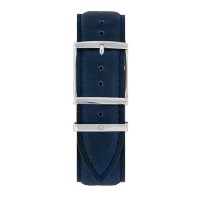 Photo of Colton James Navy Blue Italian Leather Strap For Silver 40mm Apple Watch Series 6