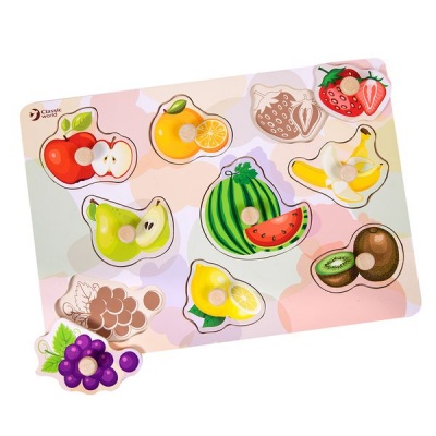 Photo of Classic World Wooden Fruit Knob Puzzle: 9 Pieces