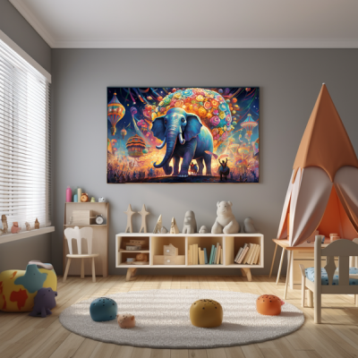 Canvas Wall Art Fantasy Elephant Circus BK0007