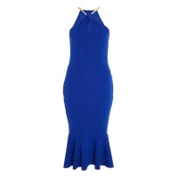 Quiz Ladies Blue Frill Hem Midi Dress