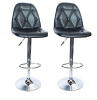 Buttoned Leather Bar Chair Stools – Set of 2 -Black Photo