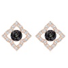 Stella Luna Clover Earrings- Swarovski Silver Night Crystal Rosegold Photo