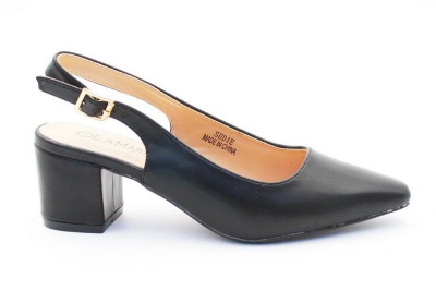 Photo of LaMara Paris Sudie Block Heel Faux Leather Sling Back Shoes - Black