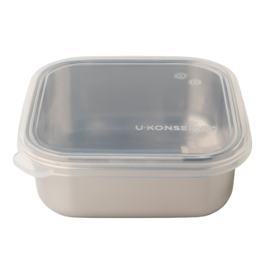 UKonserve Clear Silicone Stainless 400ml Square Plastic Free